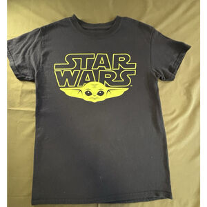 Star Wars Grogu Baby‎ Yoda Graphic T Shirt Men’s Small Navy Blue